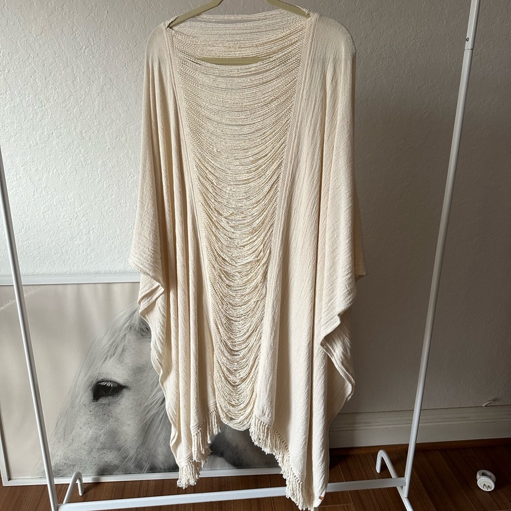 Elegant Cream Draped Poncho Caravan Tulum